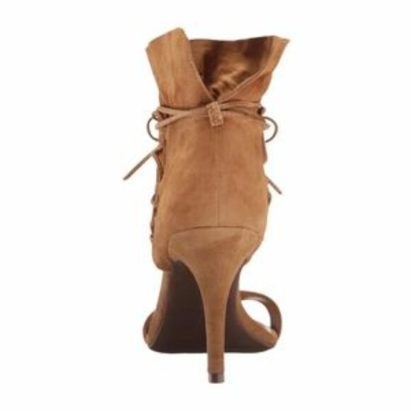 Women's Jessica Simpson Madeena Lace-Up Honey Brown Suede Heels - Picture 5 of 7